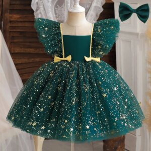 Summer Sequin Baby Dress for Girl 1-5 Yrs Toddler Kids Birthday Wedding Party Princess Dress Ruffles Baby Girls Evening Costume