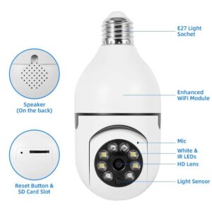 5G Wifi IP E27 Bulb Surveillance Camera Night Vision Wireless Home Camera 2MP CCTV Video Security Protection Baby Mini Cam