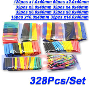 328Pcs/Set Size 5 Color Multicolor Polyolefin 2:1 Halogen Free Heat Shrink Tubing Combination Sleeve Packaging Tube Sample Pack