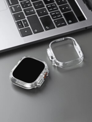PC Case For Apple Watch Ultra 2 49mm Protector Bumper Cover iWatch Series 9 8 7 SE 6 45mm 41mm42mm Semi-package transparent case