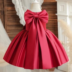 Summer Dress Sweet Big Bow Tulle Tutu Princess Dress for Toddler Kids Birthday Party Prom Gown Wedding Baptism Baby Girl Clothes