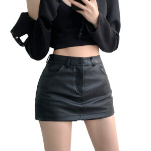 Women’s Retro Short Skirt High Waisted Slim Fit Sexy Buttocks Wrapped Half Length Pants Skirt