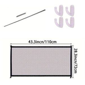 Baby Safety Gate With 4 Hooks Nylon Retractable Baby Fence Barrier Foldable Mesh Portable Protection Door Pet Isolation Net
