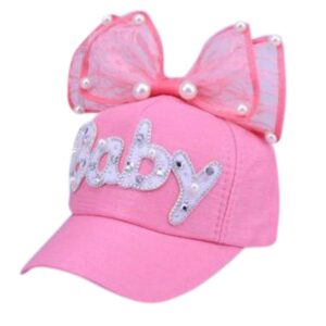 Spring Kids Baseball Caps Girls Candy Color Letter Print Baseball Hat with Lace Bow Decor Fashion Outdoor Sun proof Caps 3-8Y