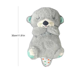 Baby Breathing Bear Baby Soothing Bear Plush Doll Toy Baby Kids Soothing Music Sleeping Companion Sound and Light Doll Toy Gift