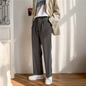 2024 Spring Autumn New Men Korean Loose Straight Trousers Male Solid Color Wide-leg Pants Men Students Leisure Suit Trouser