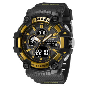 SMAEL New 2 Time Back Light Casual Men’s Watches Digital Sports Wristwatches Male Stopwatch Alarm Waterproof Quartz Clock 8079