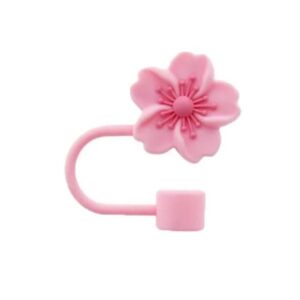 8/10mm Cherry Blossoms Straw Cover Cup Decoration Silicone Dust-Proof Begonia Flower Straw Topper Reusable Straw Tips Party
