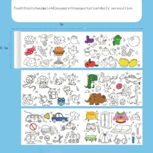 6 Themes 3m Kids Drawing Roll Drawing Toys 3m Paper Color Filling Paper Scroll Graffiti Scroll Children Gifts