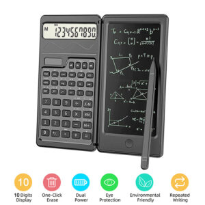 Folding Scientific Calculator Solar/Battery Dual Powered Scientific Calculator With Writing Tabletfor Students Teacher Engineer
