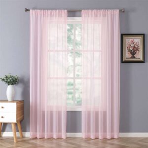 Glass Screen Window Transparent Screen Curtain Finished Window 100*200cm Thread Bar Solid Color Tulle Home Decoration Curtain