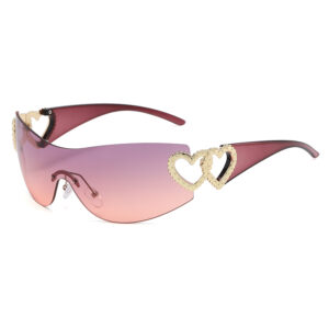 Cycling Rimless Y2K Sunglasses Men Women Trendy Gradient 2000’S Wrap Around Sun Glasses Punk One Piece Goggles Fashion Shades