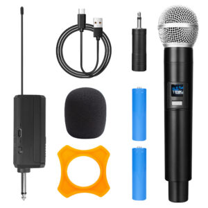 Wireless Microphone 2 Channel UHF Fixed Frequency Handheld Mic Microphone Condenser Microphone For Party Karaoke Show Meeting