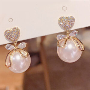 1Pair Minimalist Pearl Crystal Earrings For Women Temperament Fashion Rhinestone Flower Stud Earrings Party Wedding Jewelry
