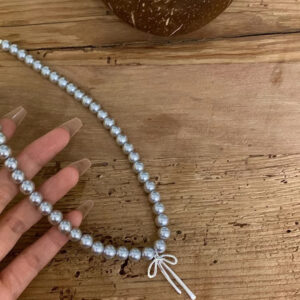 1PCS female master grey pearl bow necklace female light luxury niche clavicle chain J665
