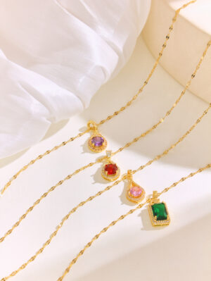Crystal Chain Necklace for Women Trendy, Statement Diamond Pendant, Cubic Zirconia Summer Beach Boho Jewelry Set