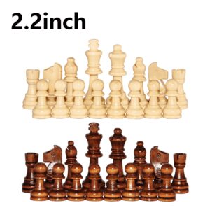 32pcs Chess Game Pawns Wooden 2.2in Figurine Pieces International Word Chess Set for Chess Board Game Entertainment Accessories