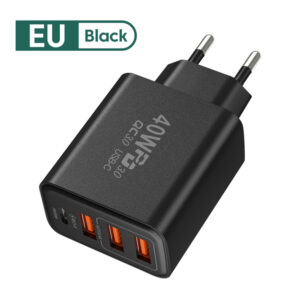 40W 4 Ports USB Type C Charger Quick Charge 3.0 EU Plug Fast Charging For IPhone Samsung Xiaomi Mobile Phone PD Charge Adapter
