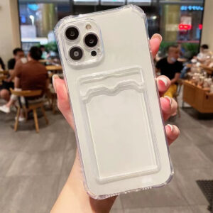 Shockproof Silicone Clear Case for iPhone 15 14 13 12 Mini 11 Pro XS Max X XR 6 6s 7 8 Plus Protection Back Card Pocket Cover