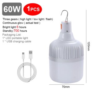 10PCS 60W USB charging portable camping light Led emergency flashlight bulb Tent lighting equipment light portable light