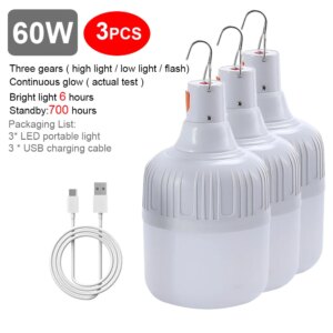 10PCS 60W USB charging portable camping light Led emergency flashlight bulb Tent lighting equipment light portable light