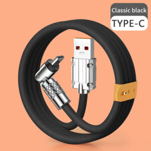 120W 6A Fast Charging Type C Cable for Huawei P40 P30 Xiaomi Redmi Oneplus OPPO 540┬░ Rotating Bold Silicone Data Cord for Game