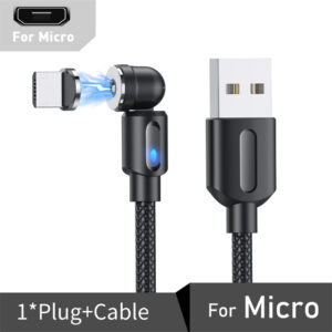 USLION 540 Rotate Magnetic Cable USB C Charging Cable Magnetic Charger Micro USB TypeC Phone Cable for IPhone Xiaomi Huawei
