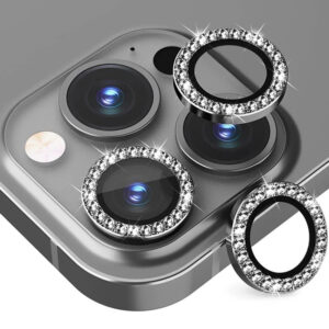 3Pcs Diamond Camera Lens Protector For iPhone 15Pro 15 Pro Max 14 Pro Promax 13 Pro Max Metal Lens Ring Case Glass for iPhone 12