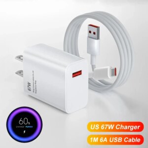 67W Original USB Fast Charger for Xiaomi 14 13 12 11 10 Ultra Redmi Note 12T 13 Pro Turbo Quick Charge Type C USB Charging Cable