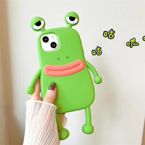 Funny Soft Silicone 3D Frog Phone Case for iPhone 15 14 13 11 12 Pro Max XS XR 6 7 8 Plus Cartoon Cute Shockproof Bumper Cover