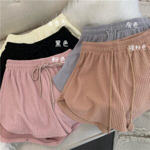 Shorts Summer Women’s Casual High Waist Solid Color Large Size Sports Wide Leg Hot Pants Women’s Outer Wear Small Twist Texture Pants