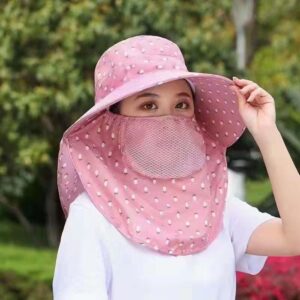 Windproof Cycling Sun Hat Hiking Caps Big Brim Outdoor Mother Sun Hat With Neck Flap Bucket Hat Summer UV Protection Women Sun Hat