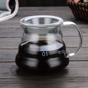 Leeseph Coffee Carafe, 350/600ml Coffee Clear Glass Kettle Sharing Pot with Lids, Pour Over Coffee Espresso Maker Accessories