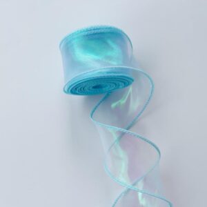 10 Yards Iridescent Fishtail Yarn Ribbons Flowers Bouquet Packaging Organza Wired Ribbon Christmas Wedding Decor Gift Wrapping