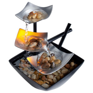 Tabletop Water Fountain, Home D├⌐cor Soothing Sound Machine – Automatic Pump, Deep Basin & Natural River Rocks for Office Bedroom