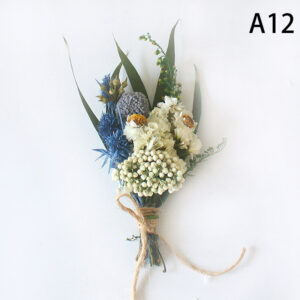 1pc Mini Natural Dry Flowers Bouquet Boutonnieres Groomsmen Buttonholes Bridesmaid Flower Corsage Brooch Christmas Wedding Decor