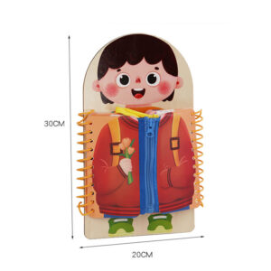 Baby Busy Board Montessori Learn to Dress Early Learning Toys Basic Life Skills Lace, Snap, Button, Zip for Preschool Education