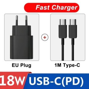18W Fast Charger For Samsung Galaxy S23 S24 Ultra S22 Note 20 10 Plus Cargador USB Type C Fast Charging Charger Phone Cable