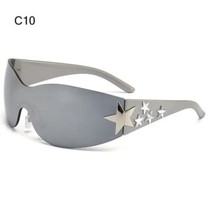 Outdoor Cycling UV400 Sunglasses Sport Wraparound rimless Y2K sunglasses Star decor