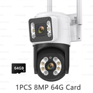 4K 8MP HD PTZ WIFI Camera Dual Lens Dual Screen IP CCTV Surveillance Camera Outdoor 8X Digital Zoom Full Color Night Vision IP66