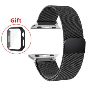 Case+Strap For apple Watch band 44mm 40mm 45mm 41mm 38mm 42mm 44 mm Milanese Loop Bracelet iWatch Series 9 3 4 6 5 SE 7 8