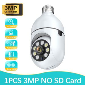 1/4PCS 3MP E27 Bulb IP WiFi Camera Indoor Video Surveillance Camera Security protection baby Monitor Full Color Night Vision Cam