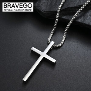 Bravego Titanium Steel Cross Pendant Necklace Men Fashion Necklace
