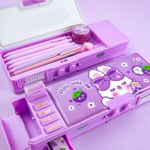 Learning Supplies Mechanical Deformation Pencil Box Combination Lock Cartoon Cartoon Pen Case Plastic Combination Stationery Box Stationery