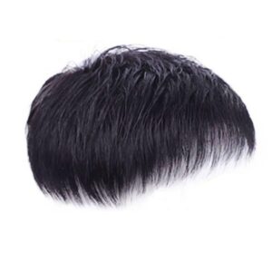 High Hair Line Male Natural Toupee Durable Clip-On Replacement Straight Bangs Invisible Balding Hair-Loss Men’s Short Wig for Young Men