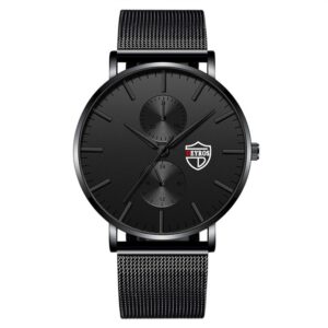 Mens Fashion Ultra Thin Watches Men Business Casual Quartz Wrist Watch Luxury Black Stainless Steel Mesh Belt Watch Reloj Hombre