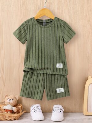 Summer Boys Suit T-Shirt Top Shorts Striped Casual Fashion Children’s Clothing 4-7y