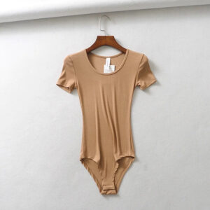 Sexy T-Shaped Undercoat New Women’S Tight Short Sleeve Square Neck Bodysuit Fashion One Piece Bodycon Bodysuit Short Sleeve