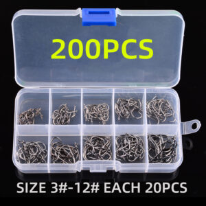 Aorace Fishing Hooks Set High Carbon Steel Sharp Durable Barbed Fishhook Rock Fishing Equipment Gear Tackle Accessories with box