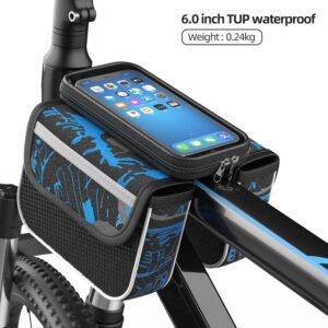 Xunting Bicycle Pannier Top Front Tube Frame Bag Waterproof MTB Road Bike Storage 6.0 Inches Phone Case Cycling Bag Touch Screen